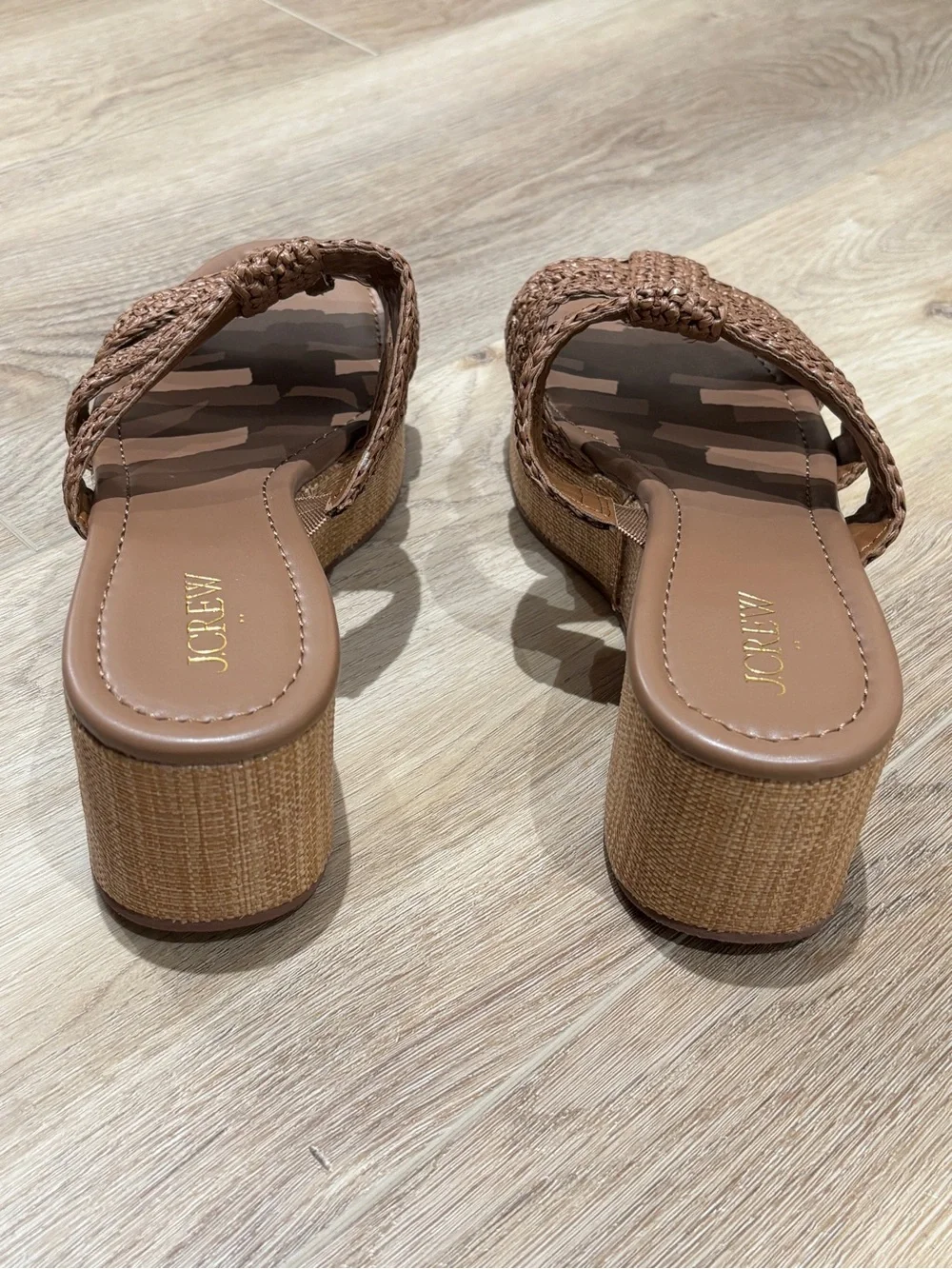 NWOB J. Crew Factory Fisherman flat-form wedges, size 9 Cedar Wood